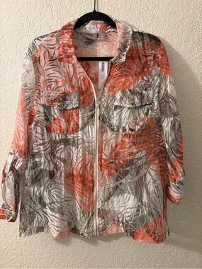 Chico's Nuevo Palm Sheer Jacket/Shirt sz 2 L